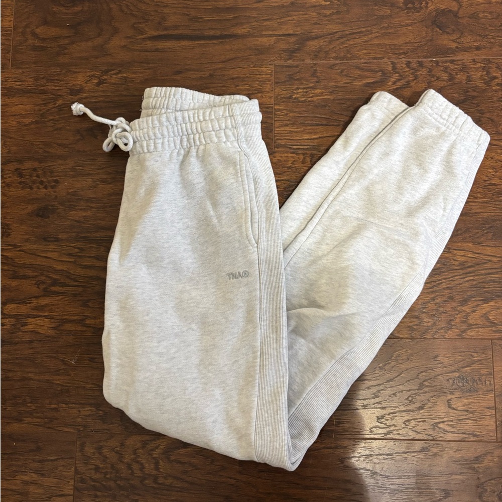 TNA Gray Sweatpants with Elastic Waistband and Tapered Cuffs